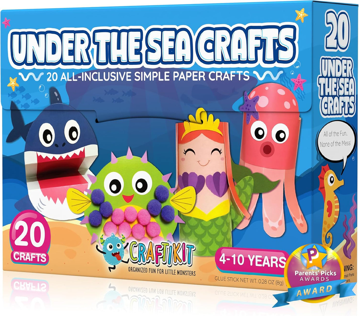 Craftikit® 20 Under The Sea Arts & Crafts Kits for Kids – Mermaid & Sea Animal Paper Crafts for Girls & Boys Ages 4-10 – Preschool Art Supplies & Toddler Craft Set
