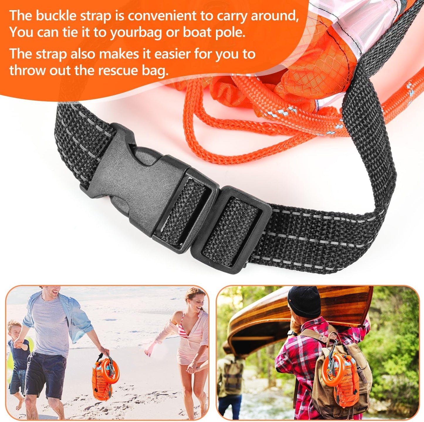 AnKun Water Rescue Throw Bag with 50/70/98FT Length of Rope in 3/10In Tensile Strength Rated to 2000lbs, Emergency Rescue Rope for Kayaking, Boating, Fishing, Rafting, High Visibility Safety Equipment