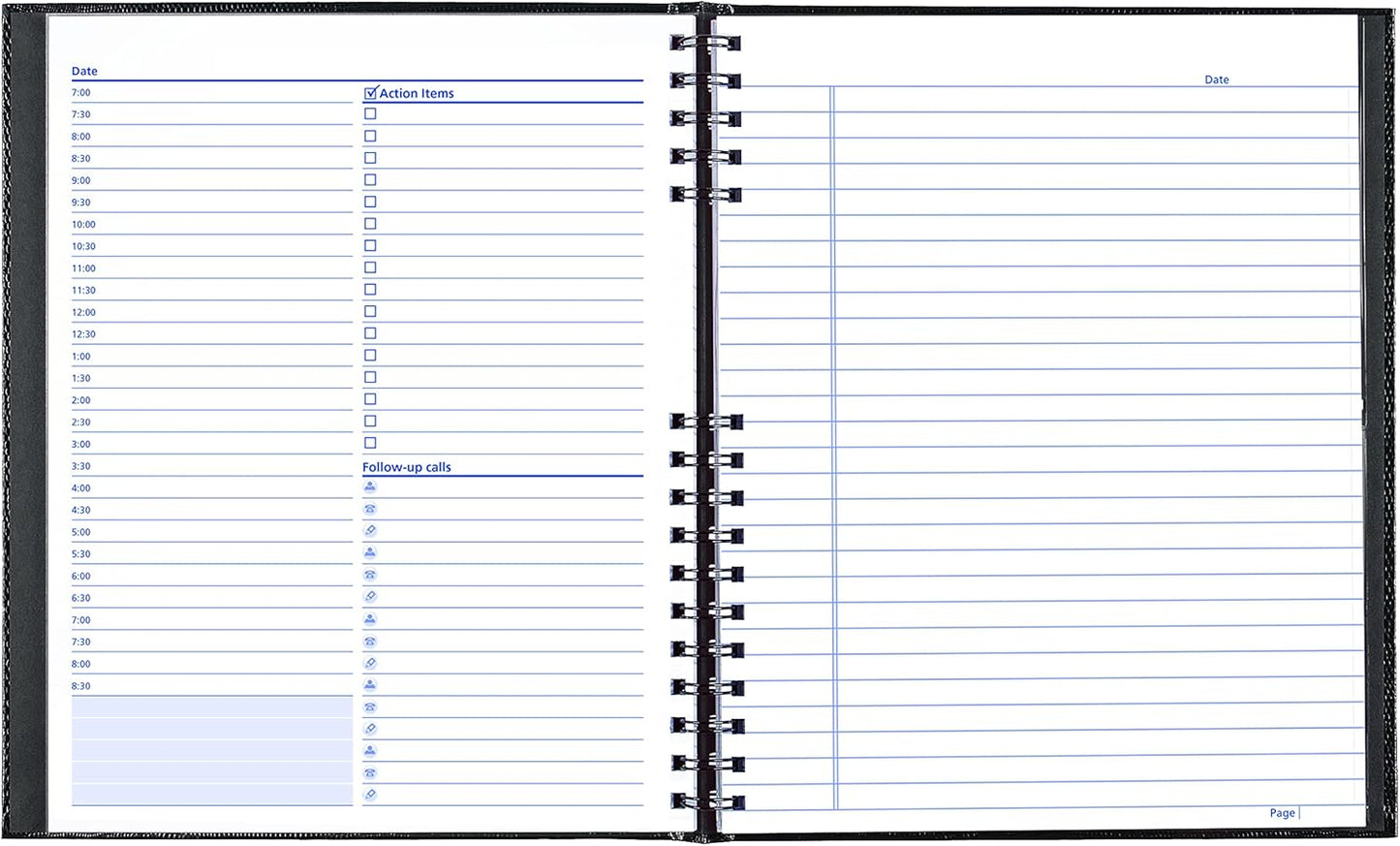 NotePro Undated Daily Planner, Black, 200 Pages,10 3/4 x 8-1/2 Inches