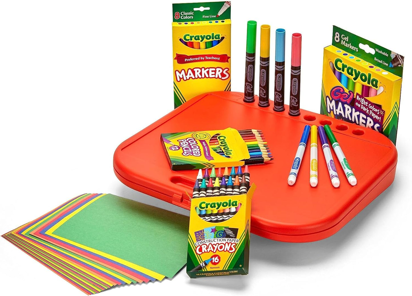 Crayola Create 'N Carry Travel Art Set for Kids (75pcs), 2-in-1 Lap Desk & Carrying Case, Essential Easter Basket Stuffers, Art Supplies Kit, Spring Crafting, Gift for Kids