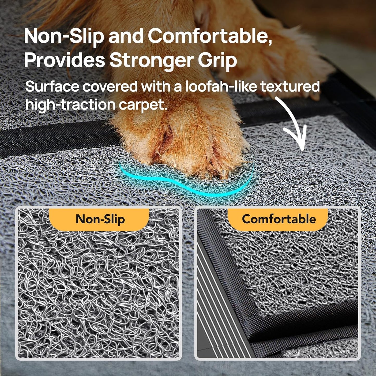Dog Ramp for Car 71'' X-Long & 17.2" Wide Folding Dog Ramps for Large Dogs with Non-Slip Rug Surface Portable Dog Car Ramp for SUV Car & Truck, Outdoor Dog Ramp Up to 250 LBS