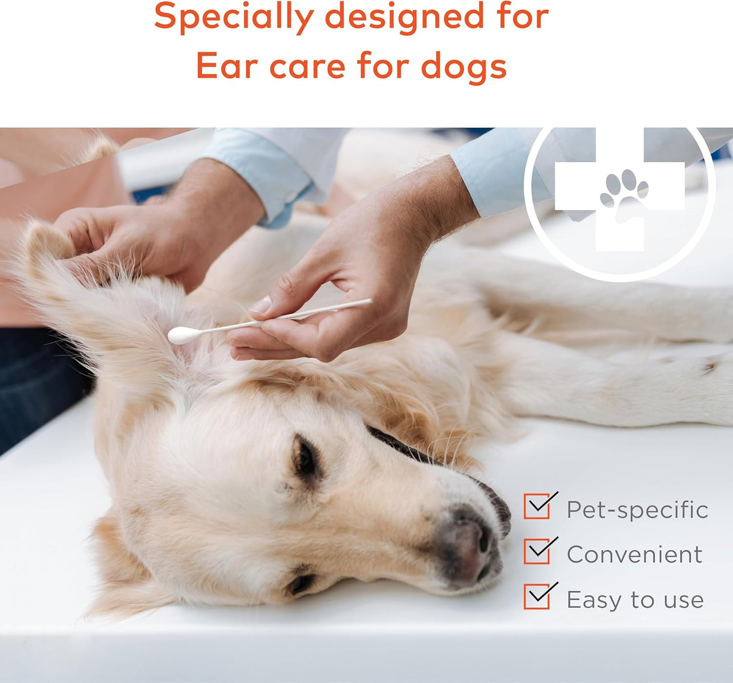 Cotton Swabs for Dogs and Cats - Cat & Dog Ear Cleaner Long Cotton Swab - Extra Large Cotton Head, Cat & Dog Ear Cleaning Kit for Puppies, Multipurpose Pet Cotton Swabs (Extra Large 100 Buds)