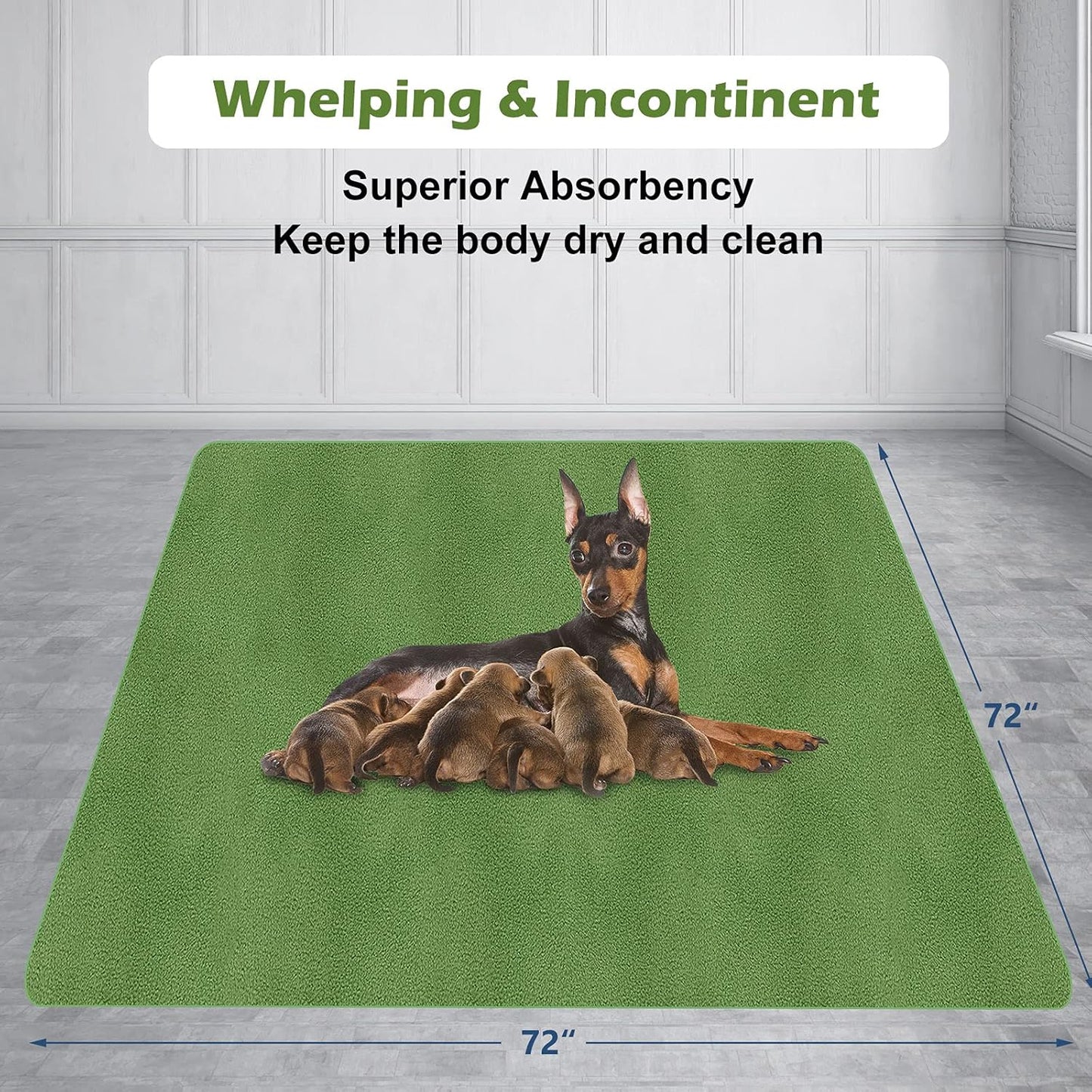 INVENHO Washable Pee Pads for Dogs 72"x72" Reusable Dog Pads Extra Large Upgrade Non-Slip Dog Pee Pads Heavy Absorbency Puppy Pee Pads Quick Dry Whelping Pads/Waterproof Puppy Training Pad