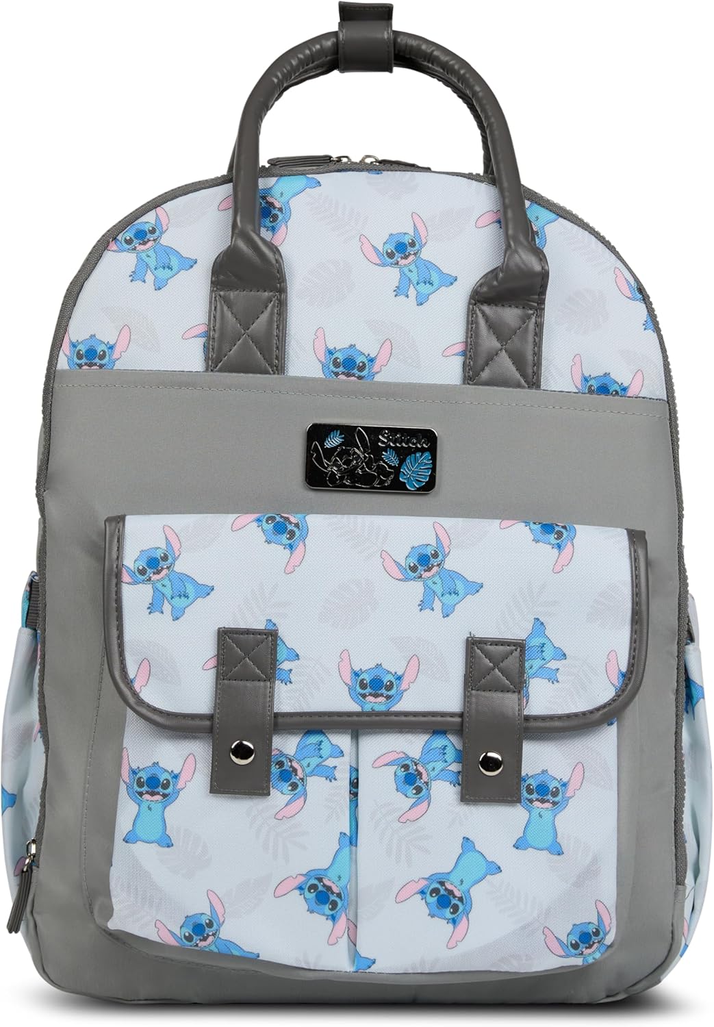 Disney Diaper Bag Backpack with Changing Pad Stich – 16” Nylon Baby Bag for Parents, Insulated Bottle Holders, Multiple Storage Pockets