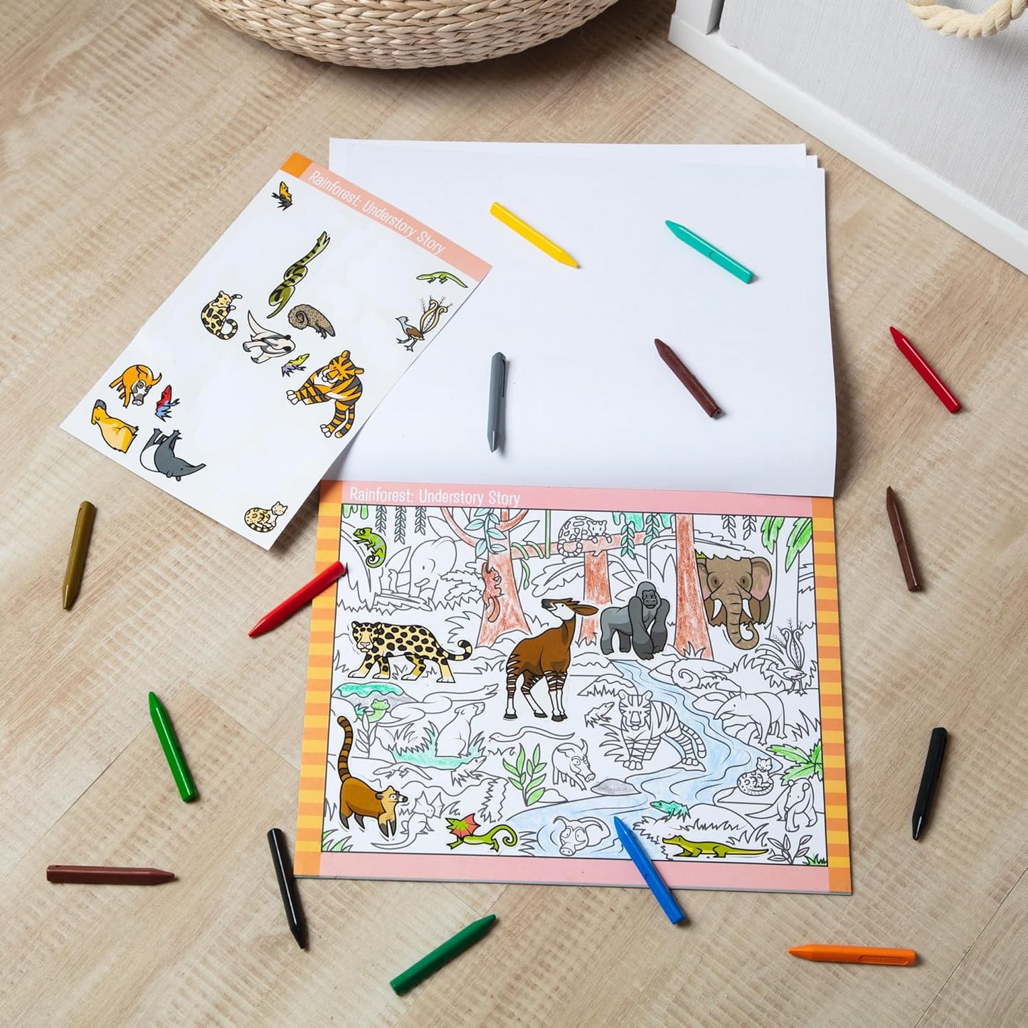 Melissa & Doug Seek & Find Sticker Pad – Animals, 400+ Stickers & 14 Scenes to Color, Search & Find Sticker Activity Pad for Coloring & Matching, Creative Learning Toys for Kids 4+ - FSC Certified
