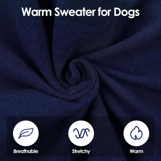 SUNFURA XXXL Dog Sweater - Warm Fleece Dog Sweater, Stretch Pullover Vest with Turtleneck for Extra Large Dogs, Soft Sweatshirt Jumpsuit for Labrador, Golden Retriever, Navy Blue 3XL