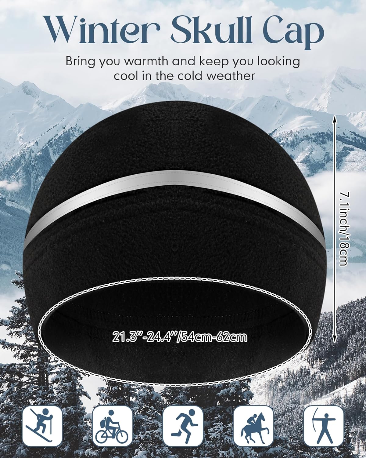 Geyoga 6 Pack High Visibility Reflective Beanie Hat with Reflective Stripe Safety Beanies Hat for Outdoor Work Sports & More(Black)