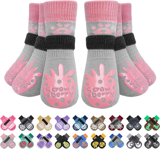 BEAUTYZOO Anti-Slip Dog Socks,Dog Shoes for Hot/Cold Pavement,Paw Protectors with Grips 3 Pairs for Puppy Small Medium Large Senior Old Dogs,Dog Socks to Prevent Licking and Hardwood Floor Protection