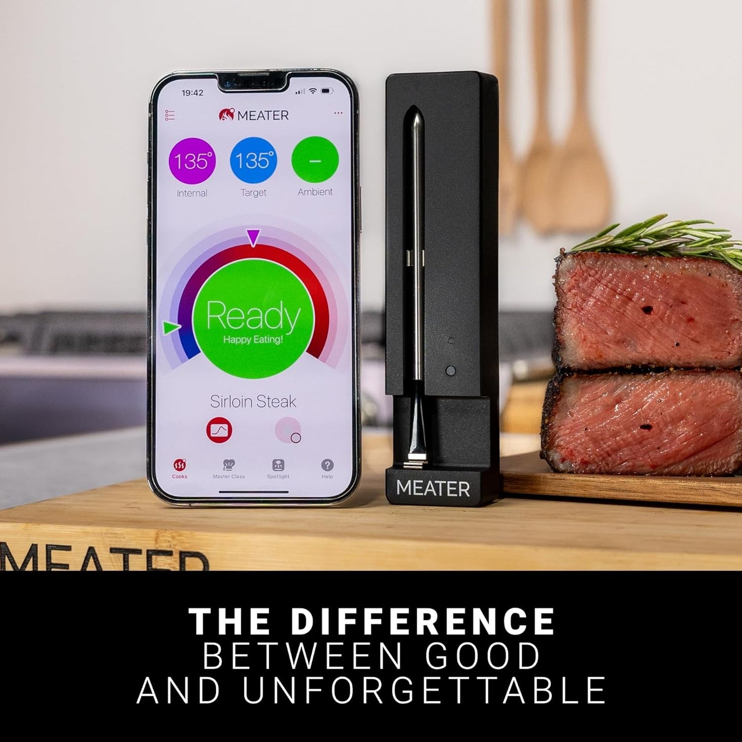 MEATER SE: Smart Bluetooth Meat Thermometer | Long-Range Wireless Probe for Oven, Grilling, Smoking, BBQ & Air Fryer | Dual Sensors & Guided Cook System | Black Charger