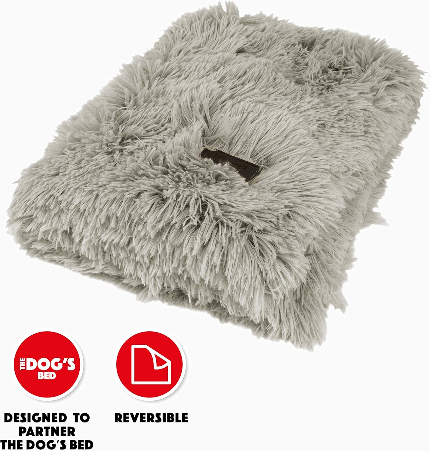 The Dog’s Blanket – Faux Fur Dog Blanket, Silver Grey, Large, 28x42