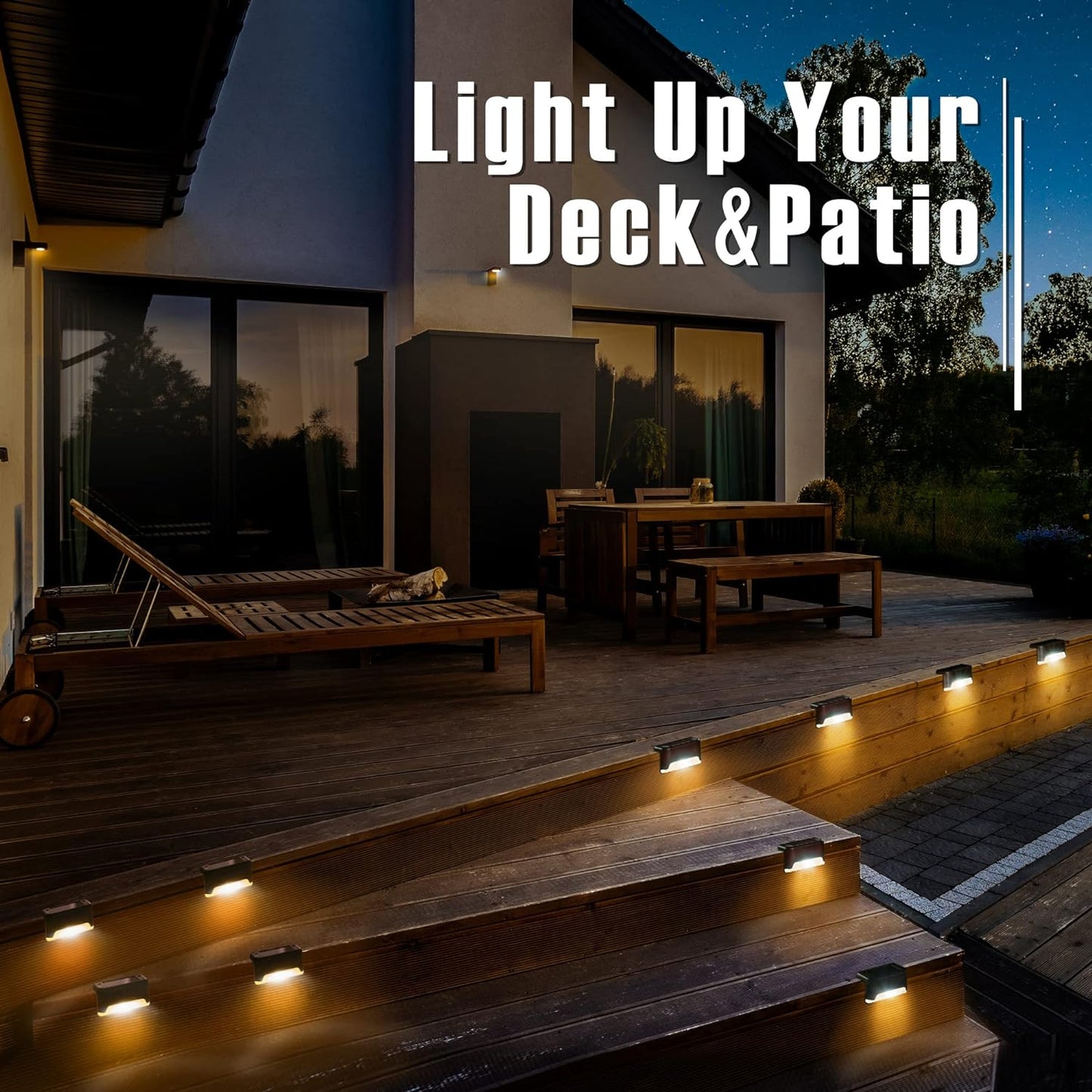 GIGALUMI Led Solar Deck Lights, 16 Pack Waterproof for Outdoor Stairs, Step, Fence, Railing, Yard and Patio (Warm White)