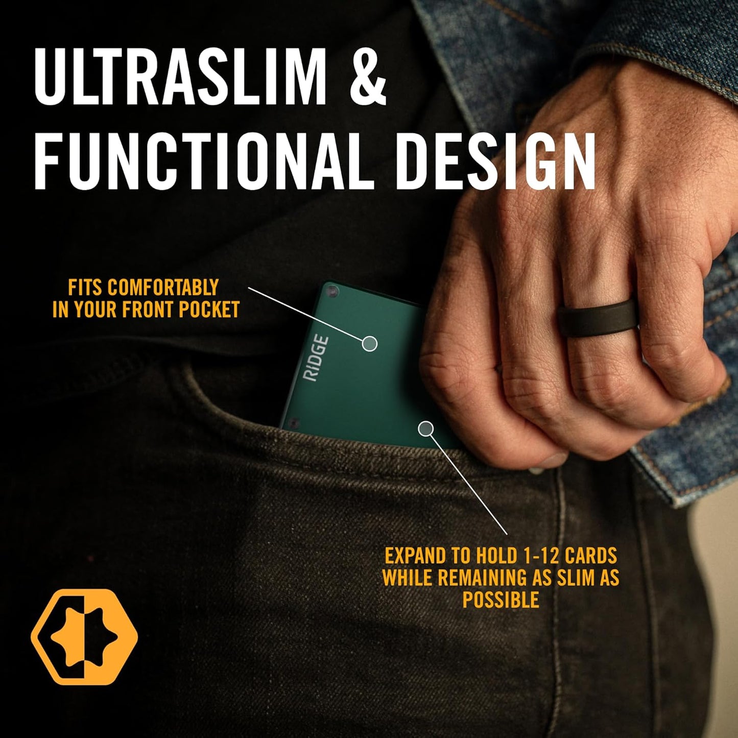 The Ridge Wallet for Men - Slim Minimalist Compact Wallet and Card Holder, RFID Protected Front Pocket Wallets for Men with Integrated Money Clip (Forest Green)