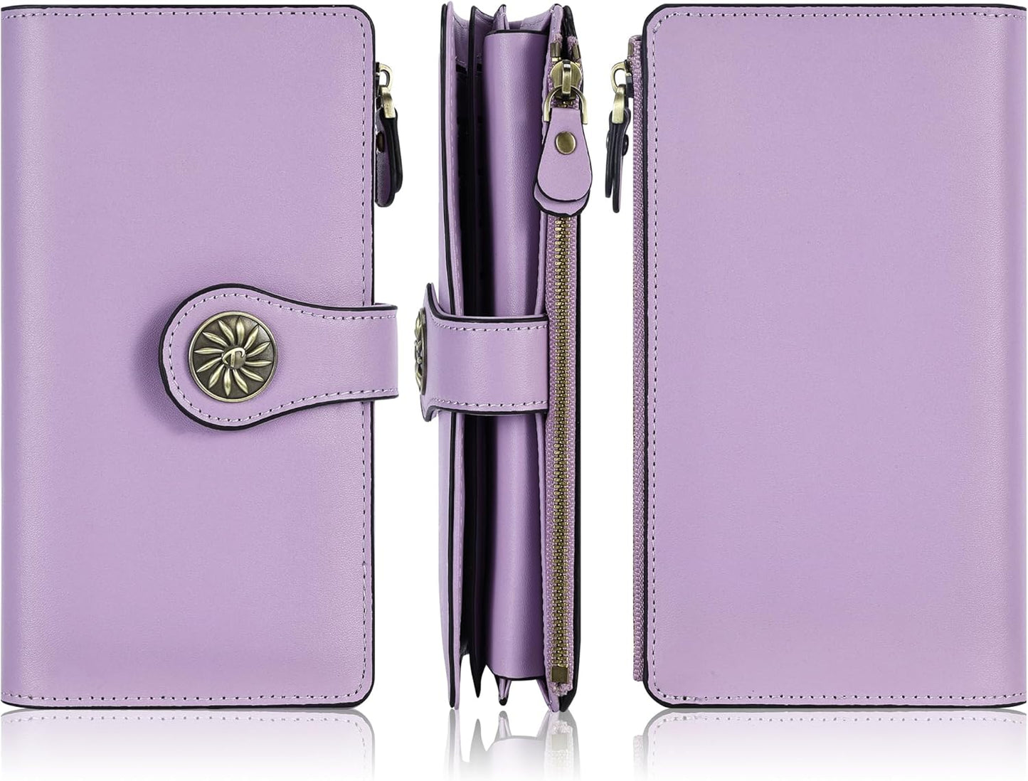 Travelambo Women's Wallet RFID Blocking Trifold Clutch Large Capacity Credit Card Holder Travel Purse