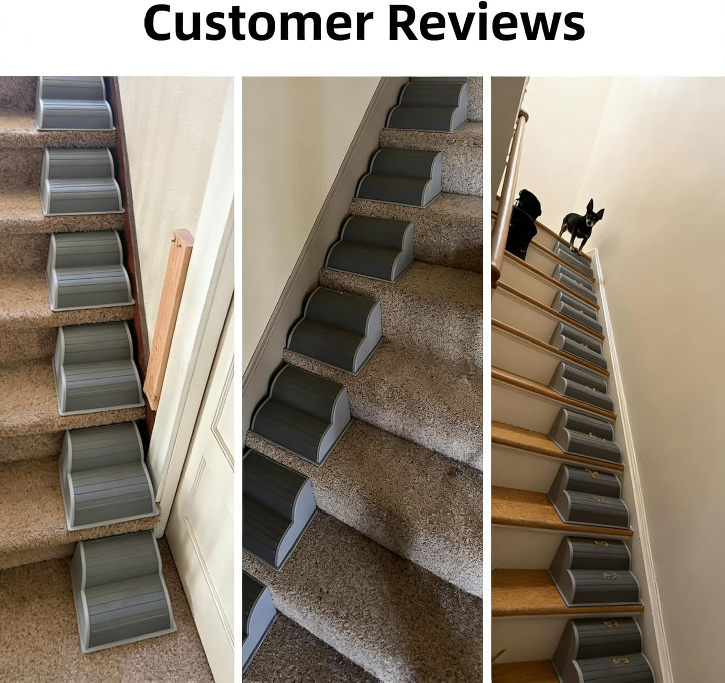 2-Step Modular Dog Ramp - Portable Non-Slip Stairs for Small Dogs with High Support, 9.5" D Lightweight Plastic Pet Steps Fits Staircase Indoor, Ideal for Elderly Injured Pets (6-Pack, Grey)