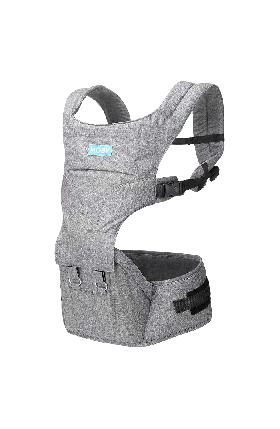 Moby Hip Seat and Baby Carrier for Infants and Toddlers, Designed for Mothers, Fathers, and Caregivers, Supports Children from 12-17 lbs (Grey)