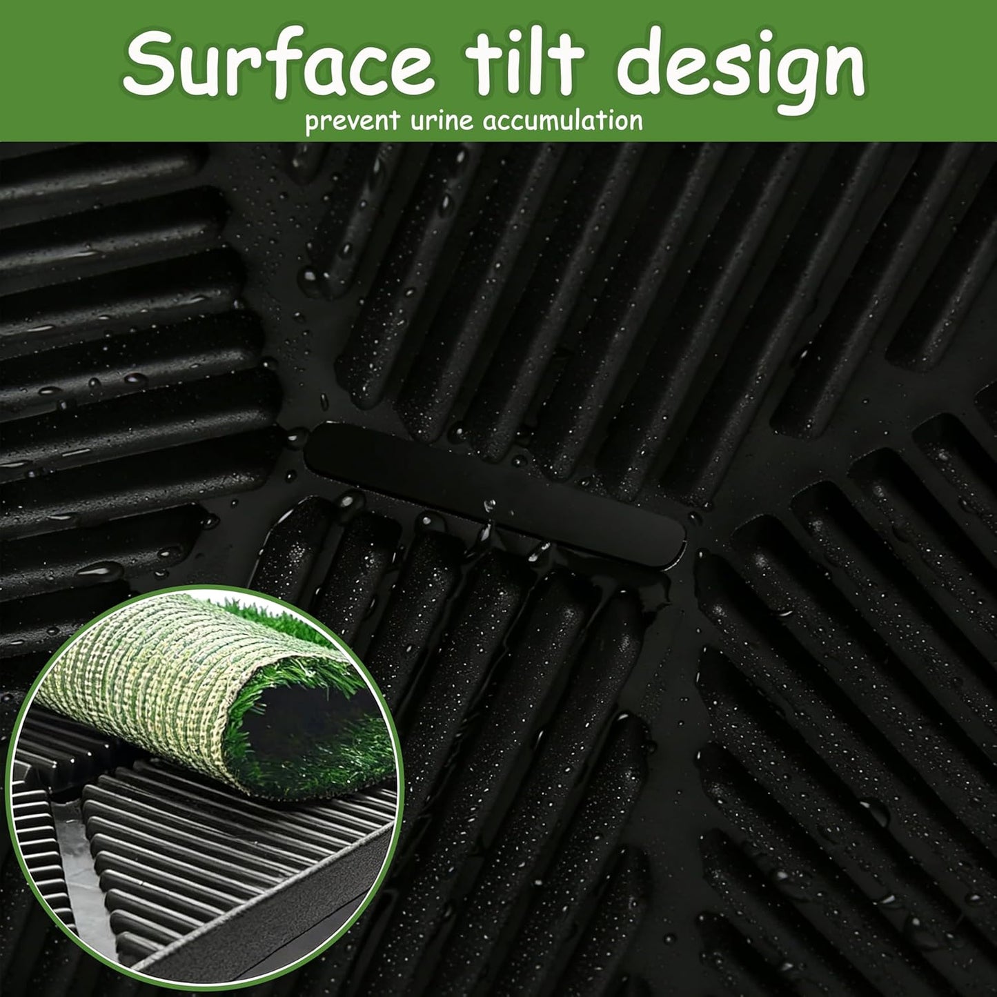 Dog Grass Pad with Tray, Indoor Potty with Three Walls, 35" X 24",with 2 Reusable Premium Grass Pads