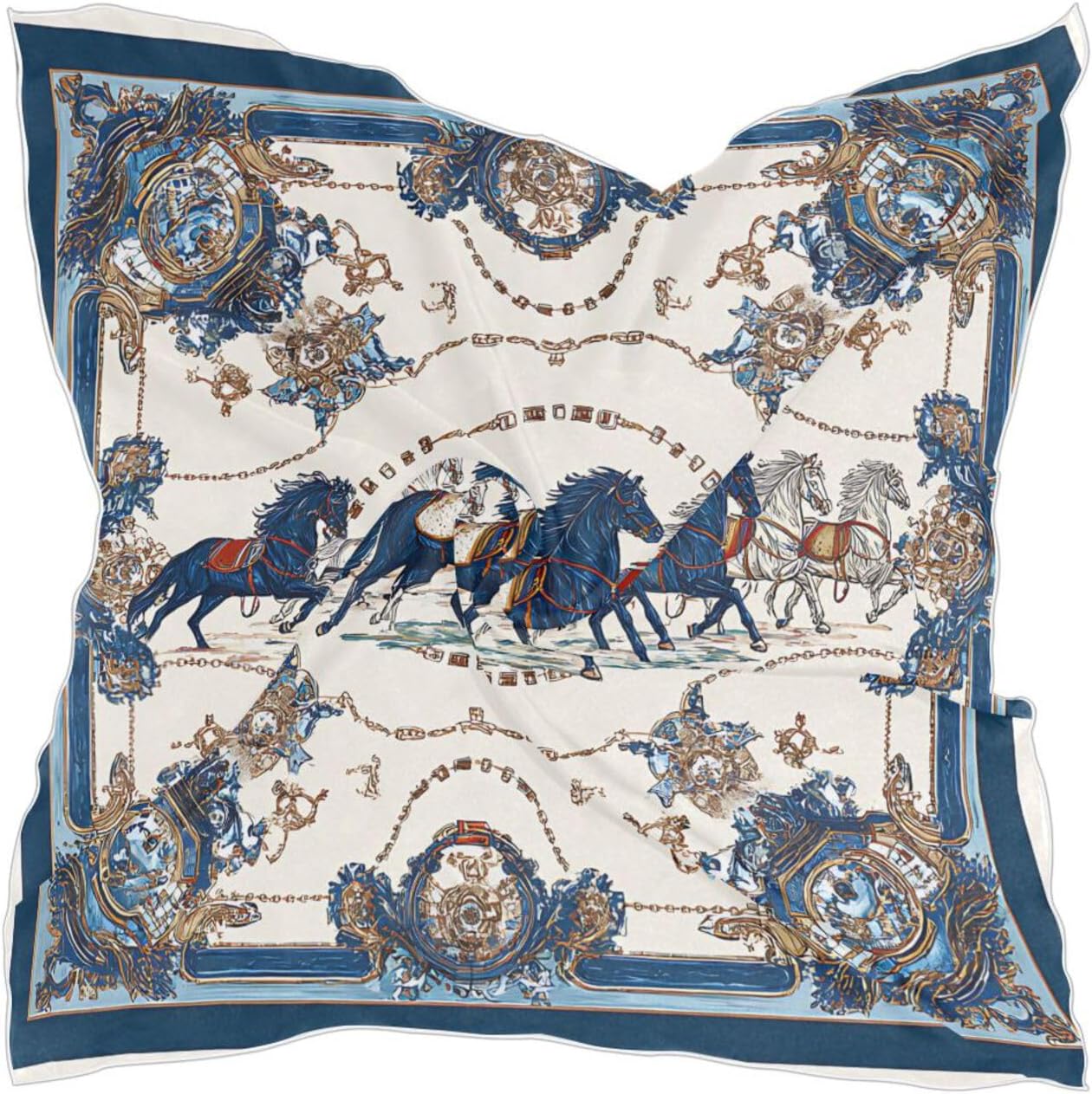Head Scarf for Women Neck Scarf Horses Print Large Square Satin Wrap Hair Bandana 24" Silk Like Scarves