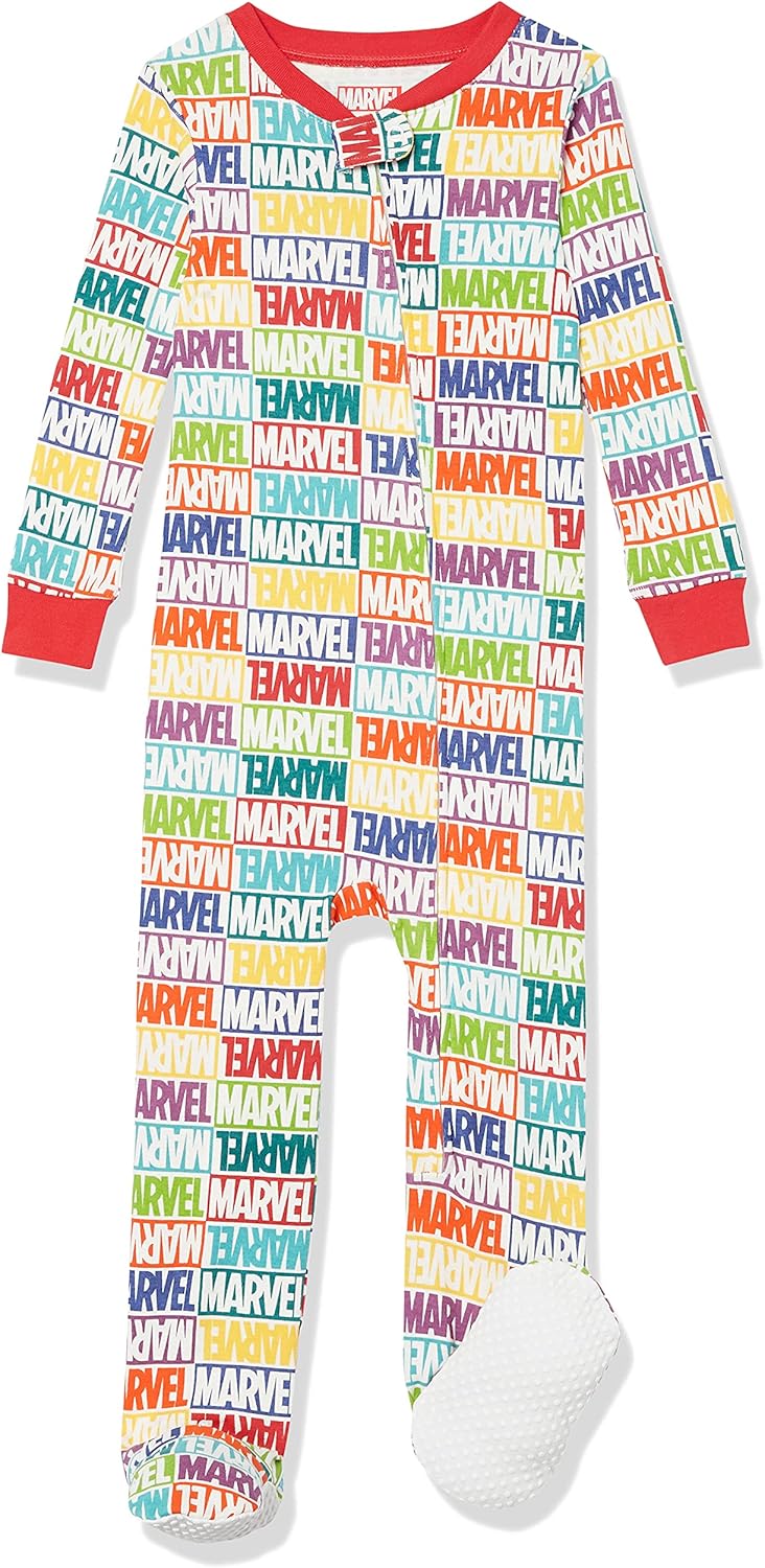 Amazon Essentials Disney | Marvel | Star Wars Unisex Babies, Toddlers and Kids' Footed Sleepers, Zip Up Pajamas, Multipacks