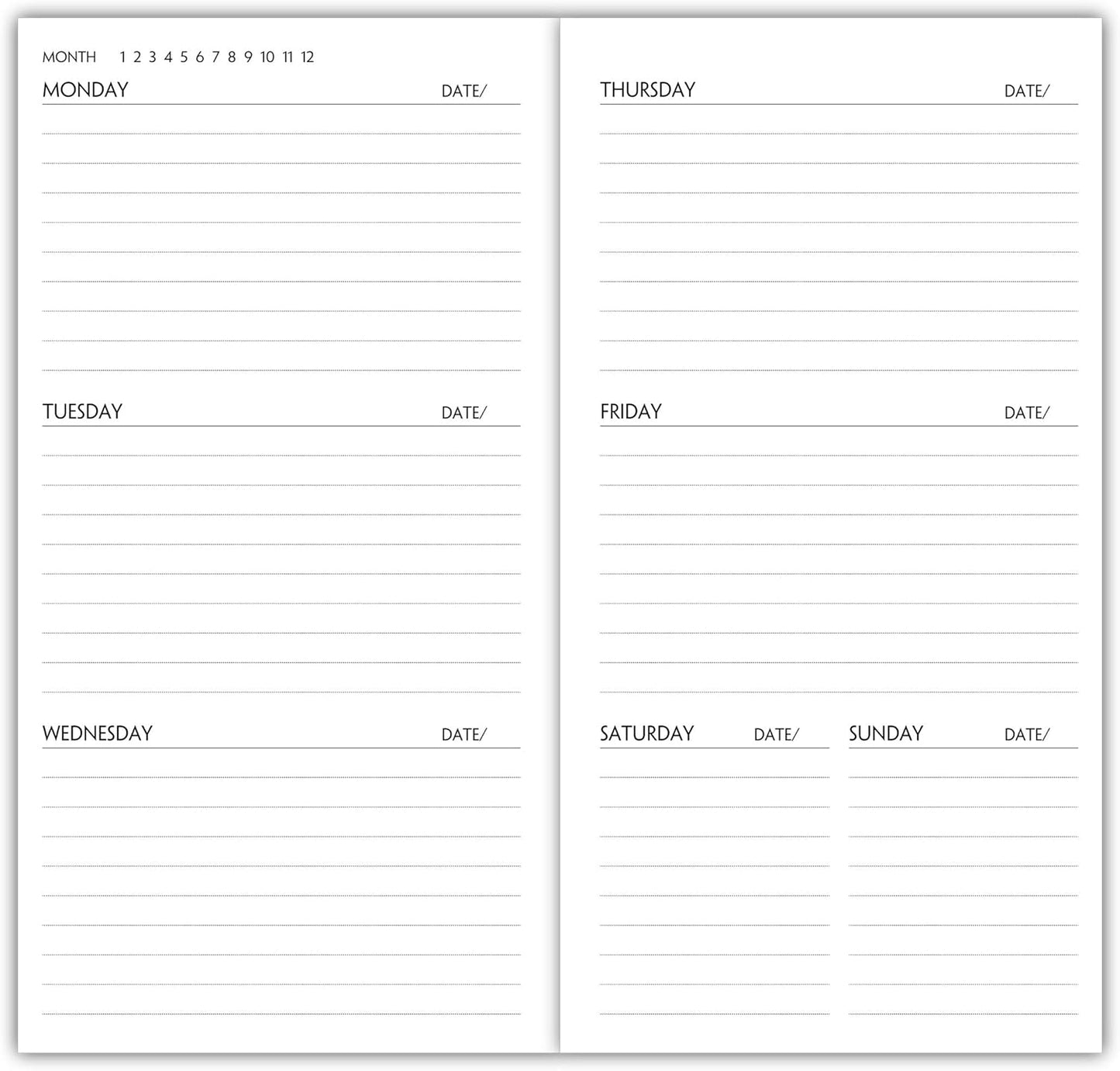 Nokingo 3-Pack Travelers Notebook Calendar, Travelers Notebook Inserts, Undated Traveler Notebooks Monthly, 4.25"x8.25" Traveler Calendar Insert