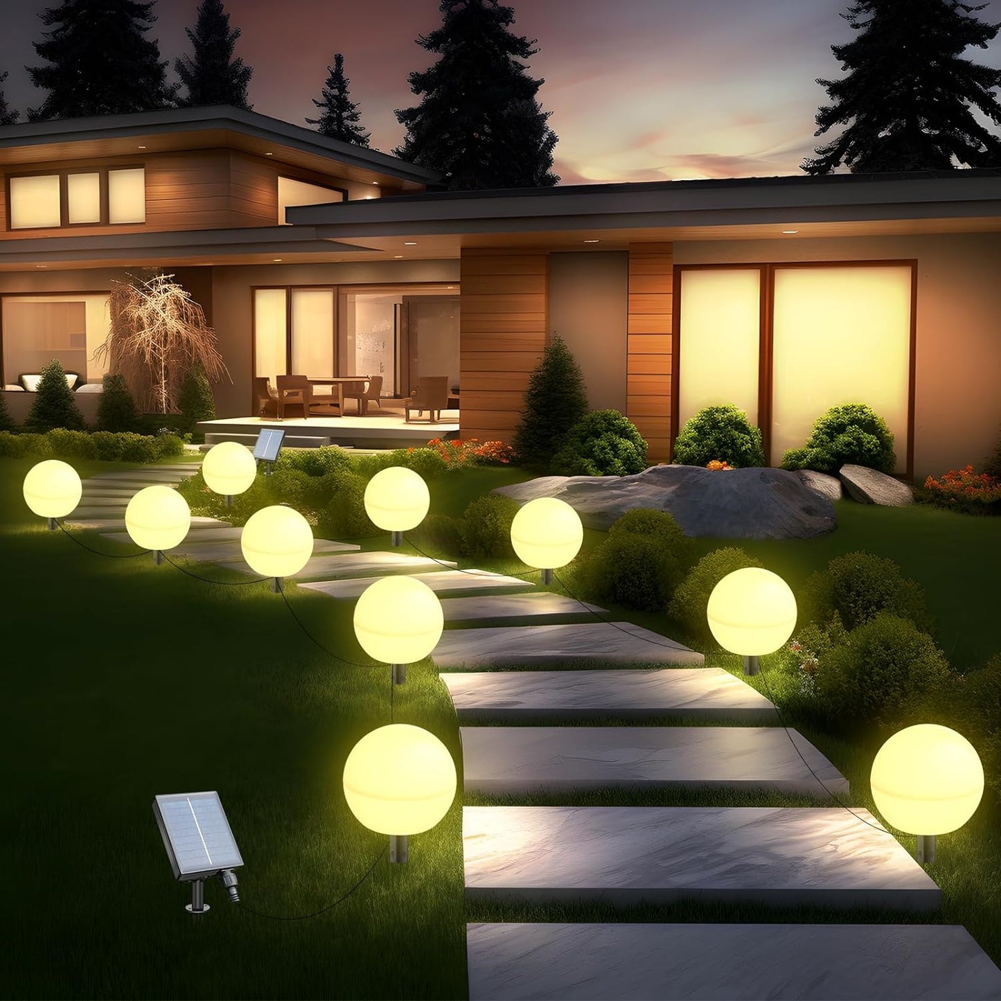 Solar Lights Outdoor Waterproof Decorations, 5 Pack Solar Globe Lights for Outside Color Changing Solar Garden Landscape Lights for Yard Patio Pathway Walkway Wedding Party Decor