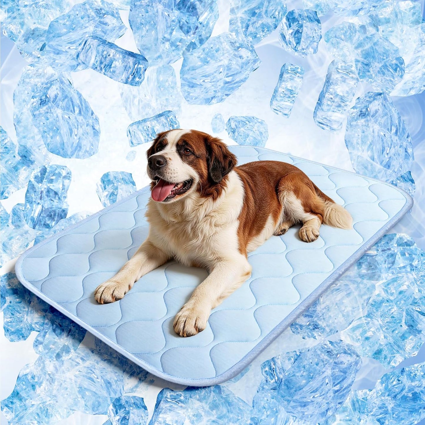 Dog Cooling Mat for Large Dogs, Cooling Pet Bed Outdoor & Indoor Use with Ice Silk Fabric & Waterproof Cover, Summer Cool Pad for Dogs 43" x 31", Non-Slip Washable Pet Blanket for Crate Kennel Travel