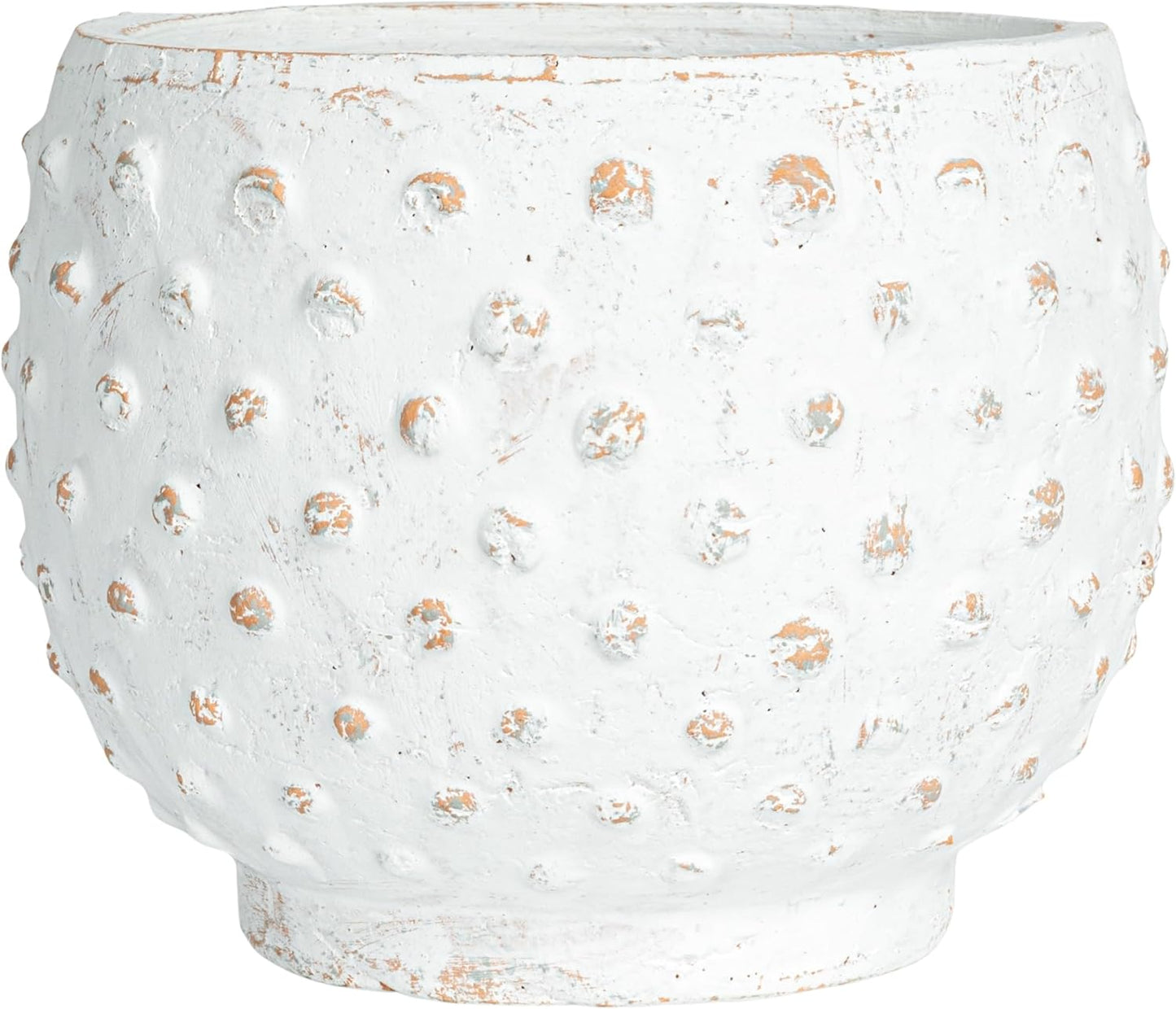 Creative Co-Op Distressed Terra Cotta Hobnail Planter, White