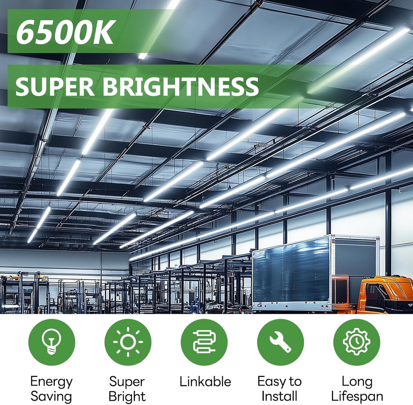 Pak 4FT LED Shop Lights, 2300LM 6500K Cool White, 20W Energy Efficient Linkable Ceiling and Under Cabinet Lighting, T5 Integrated Utility Fixture for Garage, Workshop, Basement, FCC Certified, 8 Pack