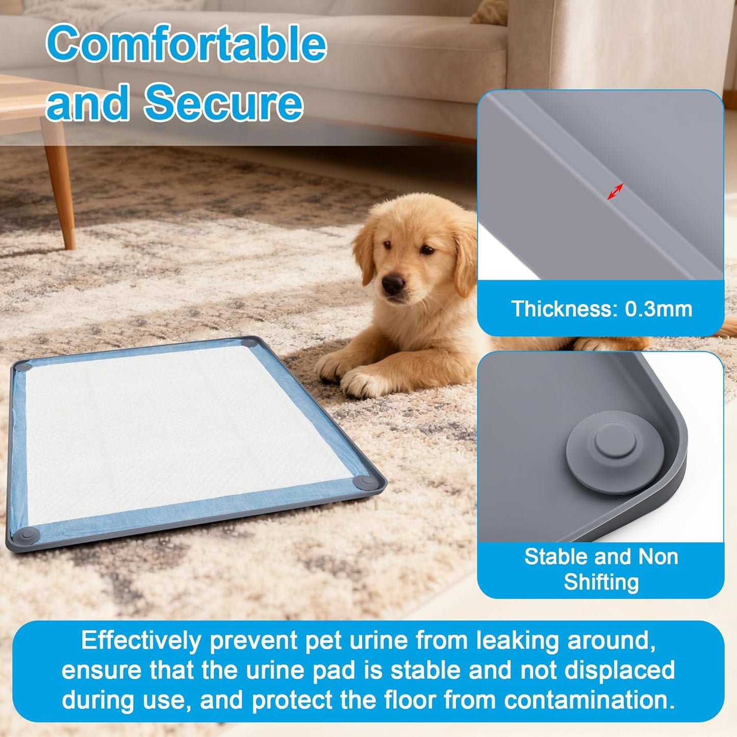 24 x 24In Dog Pee Pad Holder Training Pads Silicone, Catcan Non Slip Pad Holder for Dog Training with 40Pcs Disposable Urine Pads and 2 Hooks