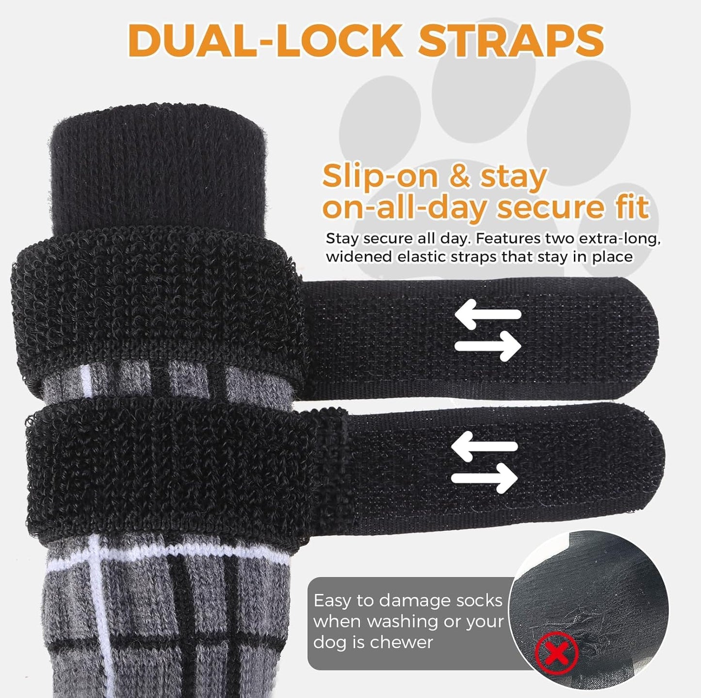 BINGPET Waterproof Dog Socks Boots to Prevent Licking Paws,Anti Slip Dog Booties & Paw Protectors with Dual Straps for Hot/Cold Pavement,Indoor Outdoor Grip Dog Shoes for Small Medium Large Senior Dog