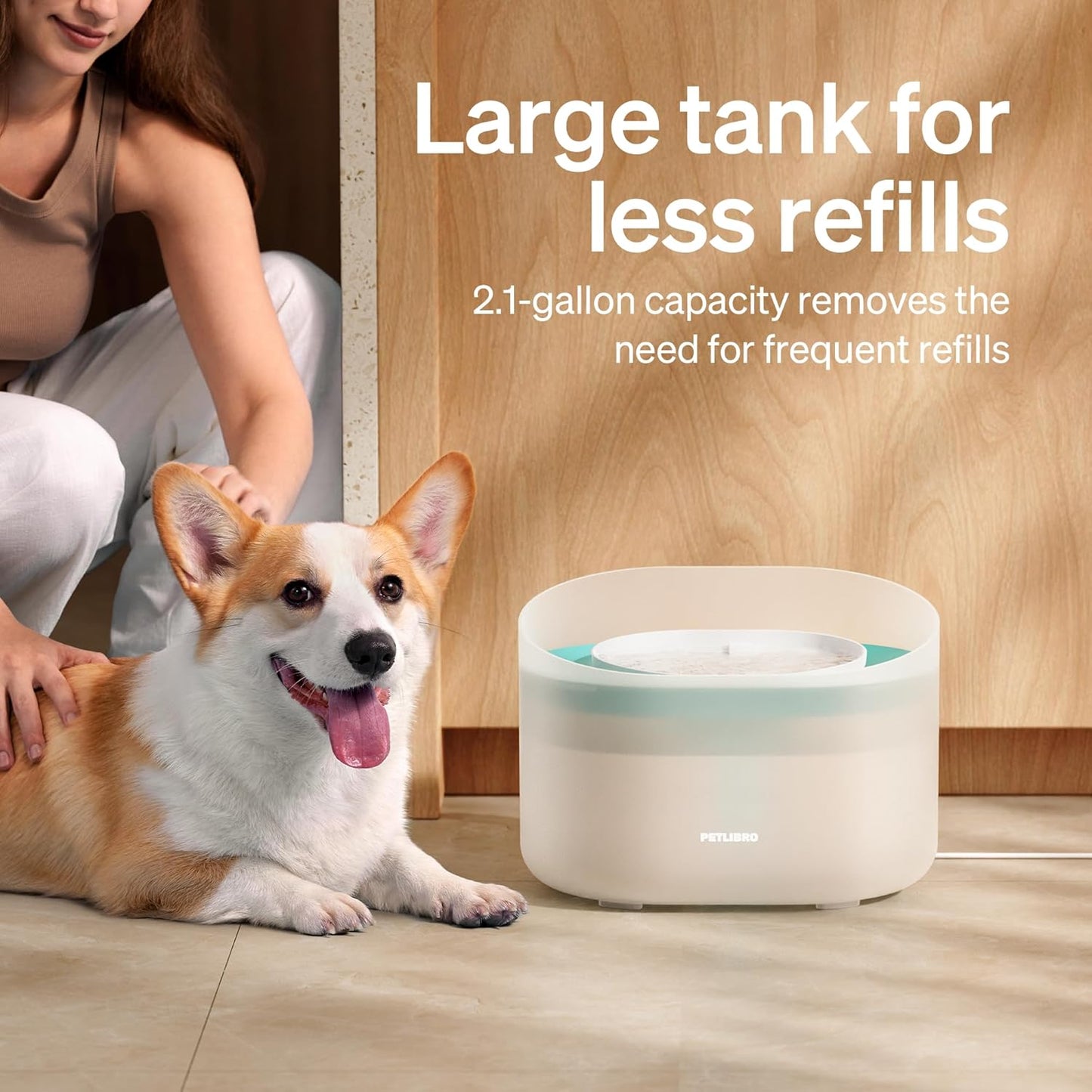 Bundle of PETLIBRO Dog Water Fountain, 2.1Gal/270oz Capsule Dog Fountain for Medium to Large Dogs, Anti-Splash, Ultra-Quiet + PETLIBRO Replacement Filters 8 Count Pack