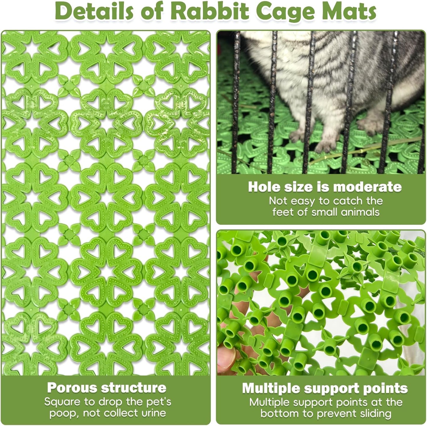 kathson 16PCS Rabbit Mat Plastic Cage Mat Floor Mats Bunny Hole Leak Water Pads for Pet Cats Dogs Hamster Rat Chinchilla Guinea Pig and Other Small Animals