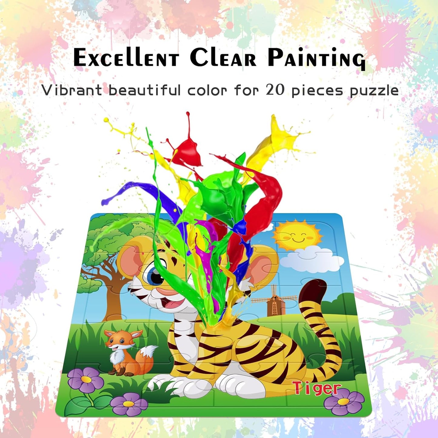 Puzzles for Kids Ages 3-5 Toddler Wooden Toys Montessori Learning Education Preschool Sets Games for Boy Girl 3 4 5+ Years Old, Pack of 6 (20 Pieces)