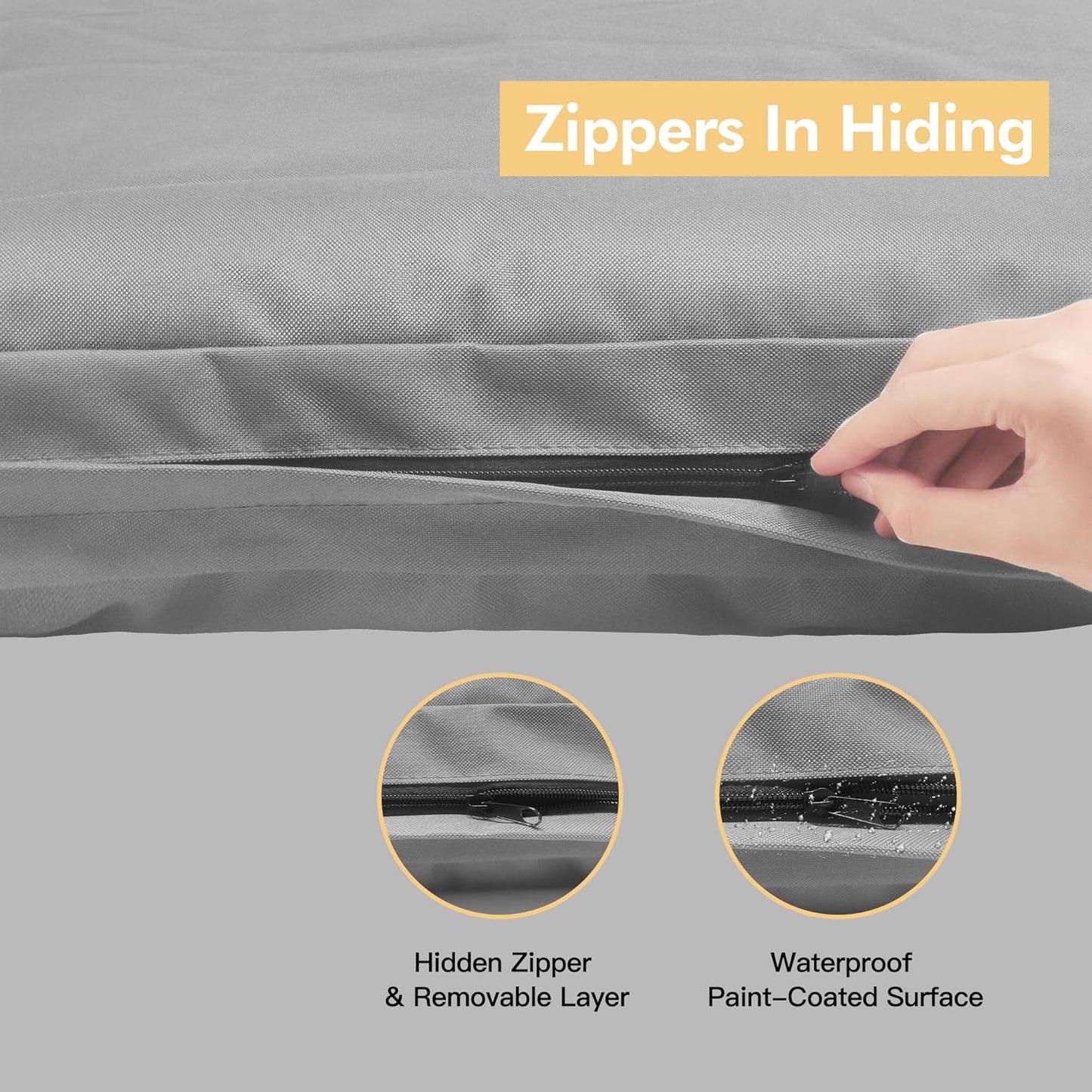 Dog Bed Covers Replacement Washable, Waterproof Removable Canvas Pet Bed Cover for Dog/Cat with Zipper, 34x22x3.5 Inches (Gray)
