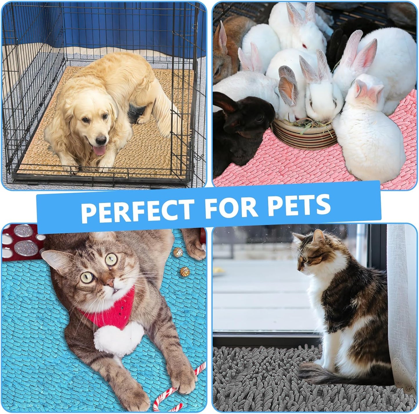 8 Pack Guinea Pig Cage Liner, 16x24 Inch Washable Fleece Bedding Pee Pads, Non-Slip Reusable Training Pad Animal Sleeping Bedding Mat for Bunny, Rabbit, Hamster, Chinchilla Cage