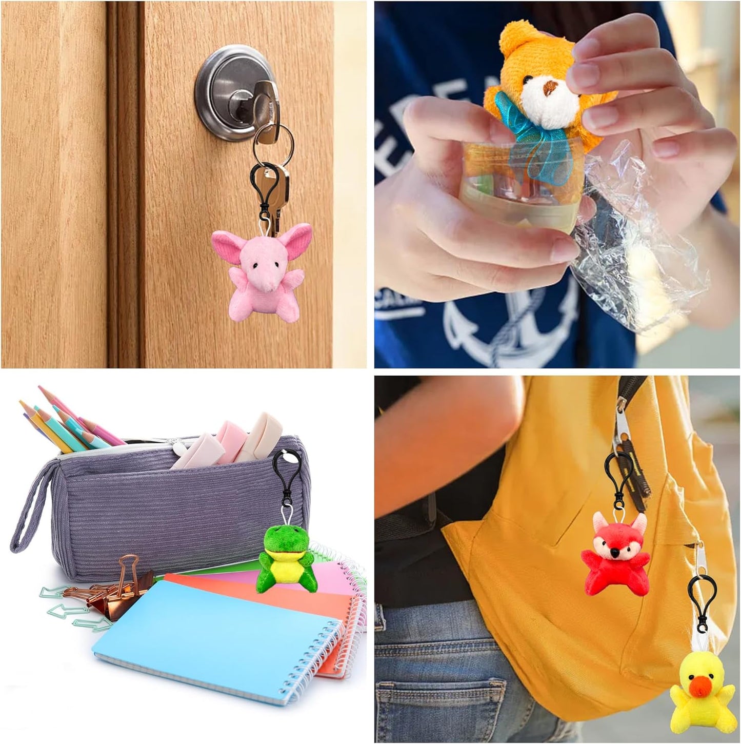 XIPEGPA 30 PCS Mini Plush Animals Keychain Set Small Stuffed Animals for Goodie Bags Easter Schools Birthday Party Favor Supplies
