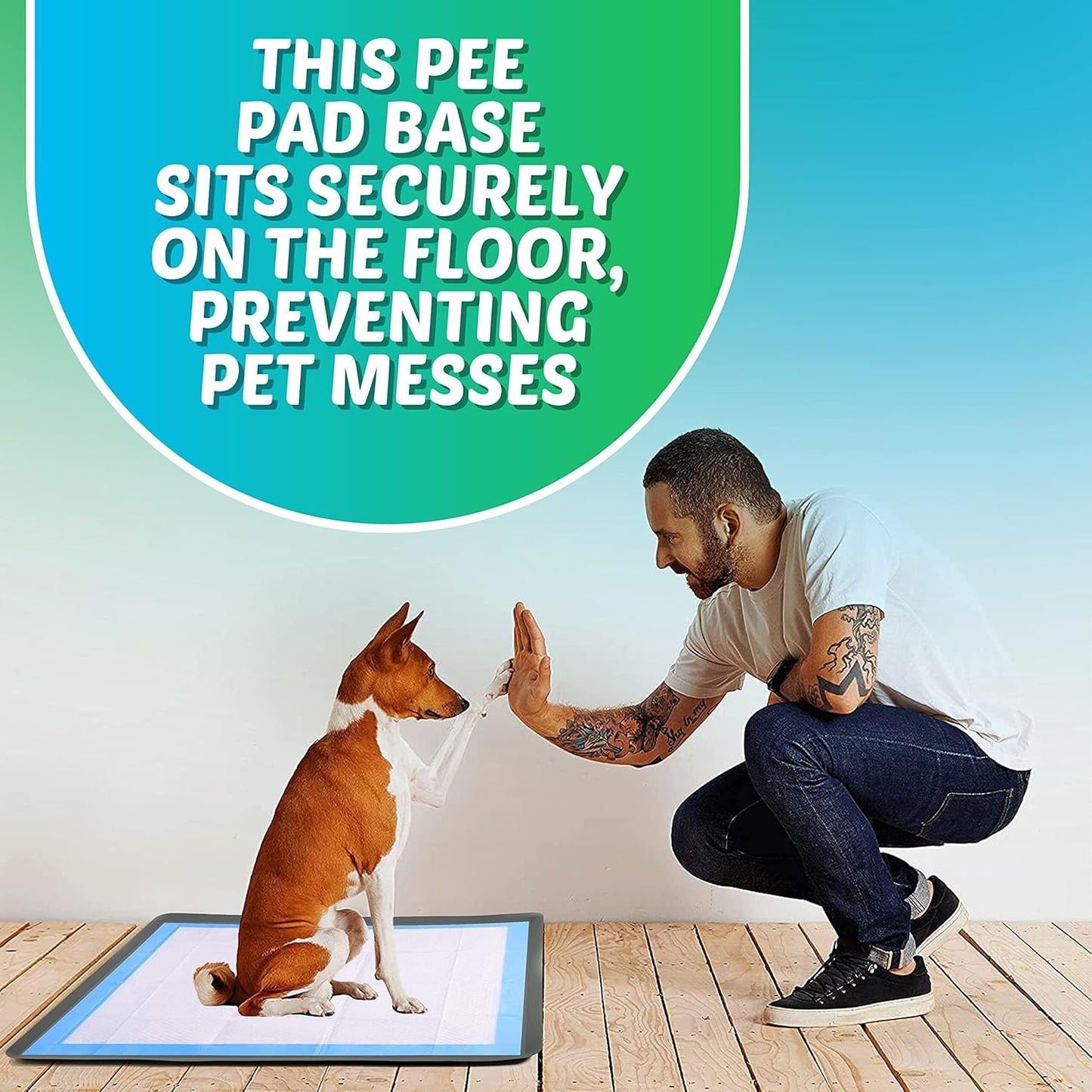 TidyFriend Dog Pee Pad Holder Tray Fits for 36” x 36” Wee Wee Pee Pads - Stable Grip, Raised Edges, Quick-Wipe Silicone Surface Dog Potty Tray Holder for Indoor Flooring Protection (Grey)