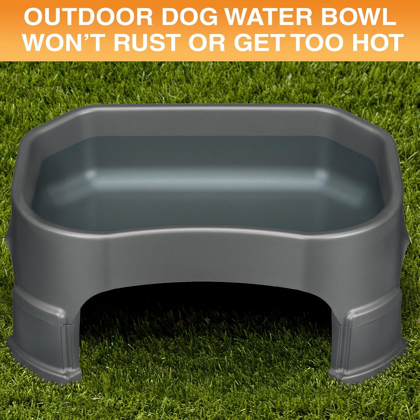 Neater Pet Brands Extra Large Water Bowl for Dogs, Elevated Outdoor Dog Water Bowl (1.25 Gallon XL Capacity), Big Trough Style Food Dish for Indoors or Outside, No Spill Large Dog Bowls, Gunmetal Grey