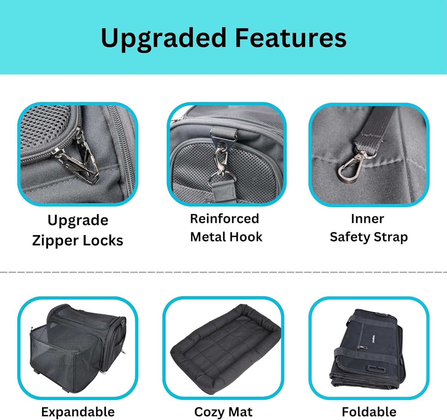 Crash-Tested & Airline Approved Pet Carrier (Test with FMVSS 213b - 5 Star Safety Rated by CPS) | 3-in-1 TSA Dog Carrier Airline Approved - Lab Tested Cat Car Seat - Expandable Cat Bag |