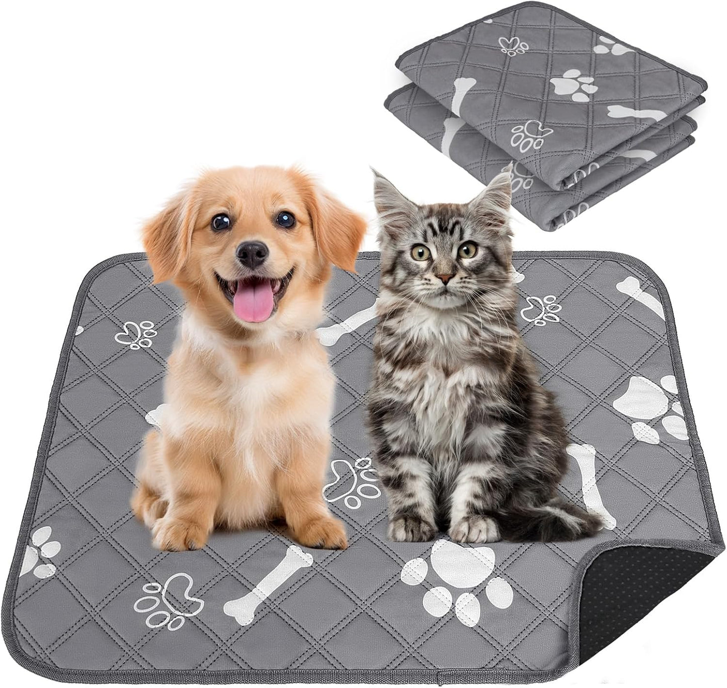 Washable Pee Pads for Dogs, 2 Pack Absorbent Reusable Puppy Pads Dog Training Pads, Waterproof Non-Slip & Leak-Proof Potty Whelping Pad for Playpen, Crate, Bed, Potty Training 24"x18"