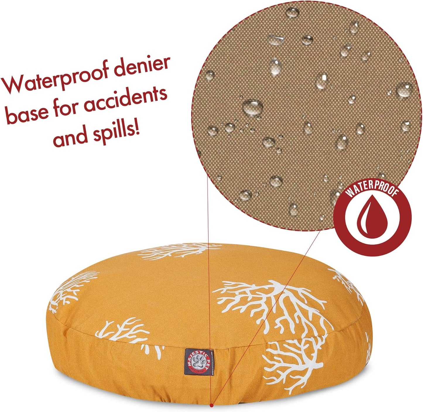 Yellow Coral Medium Round Indoor Outdoor Pet Dog Bed With Removable Washable Cover By Majestic Pet Products
