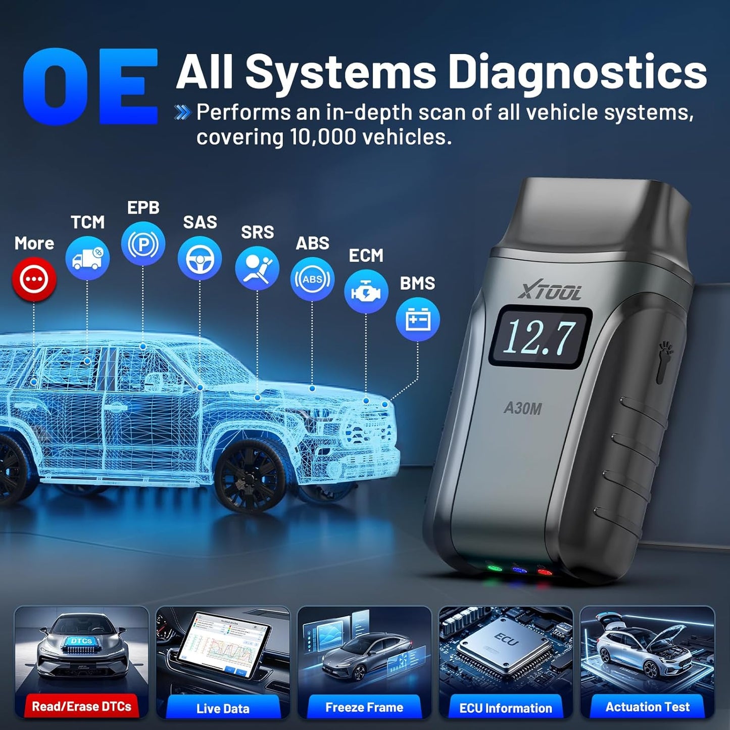OBD2 Scanner Diagnostic Tool XTOOL Anyscan A30M V2.0, 2026 Wireless Bidirectional Scan Tool with Free Updates, 26 Resets, All System for Android & iPhone, Crank Sensor Relearn, EPB, Throttle Relearn