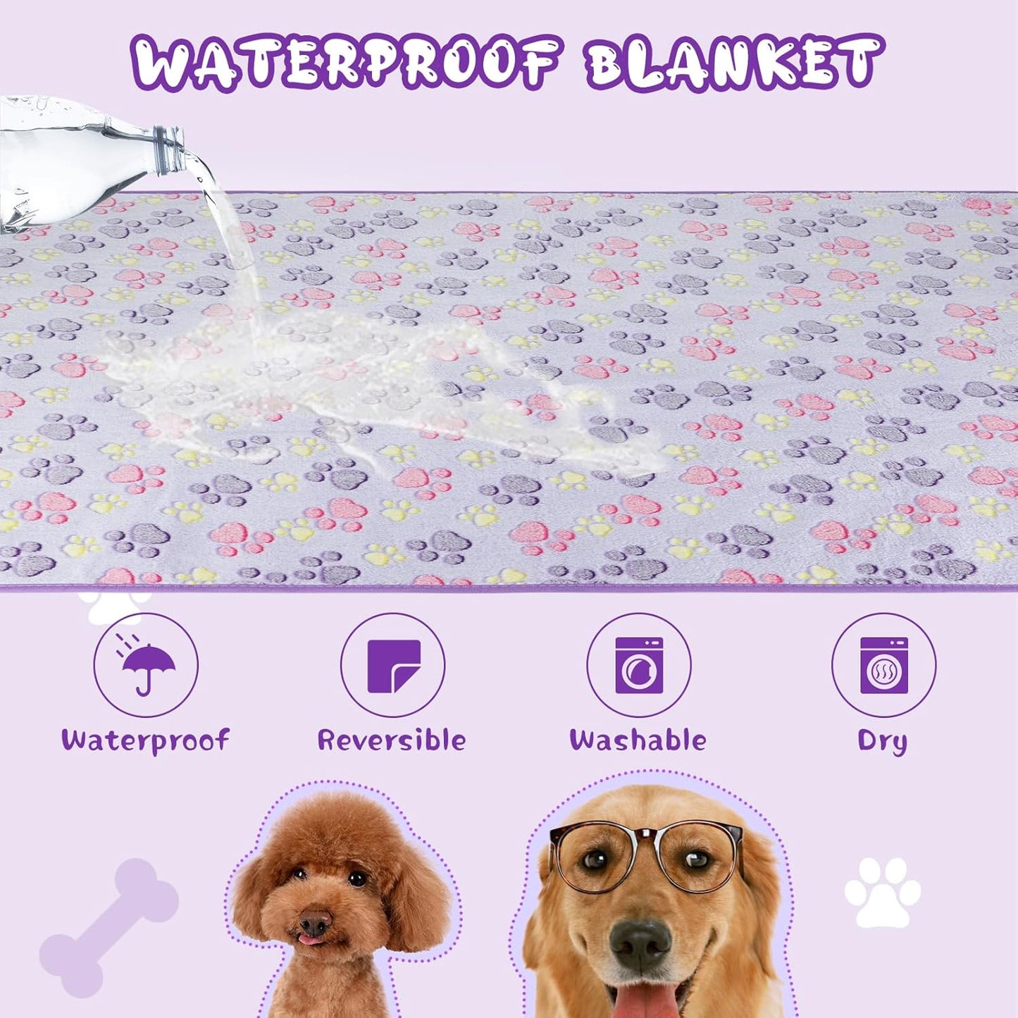 YUEPET Waterproof Dog Blankets, 6 Pack Washable Dog Blankets for Bed Couch Sofa Protector Fleece Flannel Puppy Blanket Soft Plush Reversible Throw Blanket for Small Dog Puppy Cat 23"×16"