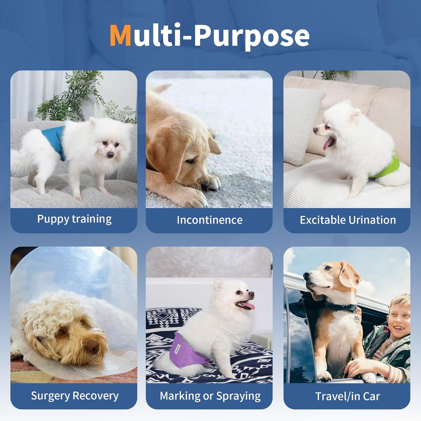 Dog Belly Bands for Male Dogs Diapers(5 Pack),Premium Washable Reusable Small Dog Belly Wrap Leakproof Doggie Diapers,M