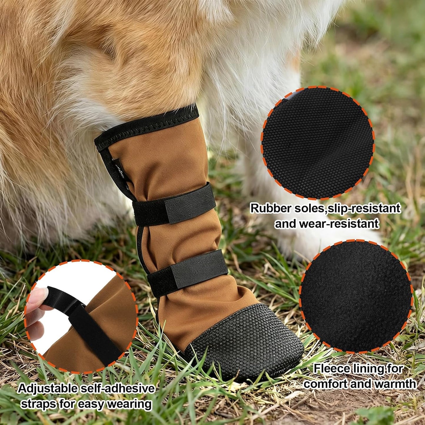2 Pcs Dog Paw Wound Recovery Boots Non-Slip Dog Protector Boots for Injured Paw Breathable Soft Pet Shoes for Wound Care Outdoor Walking(L,Khaki)