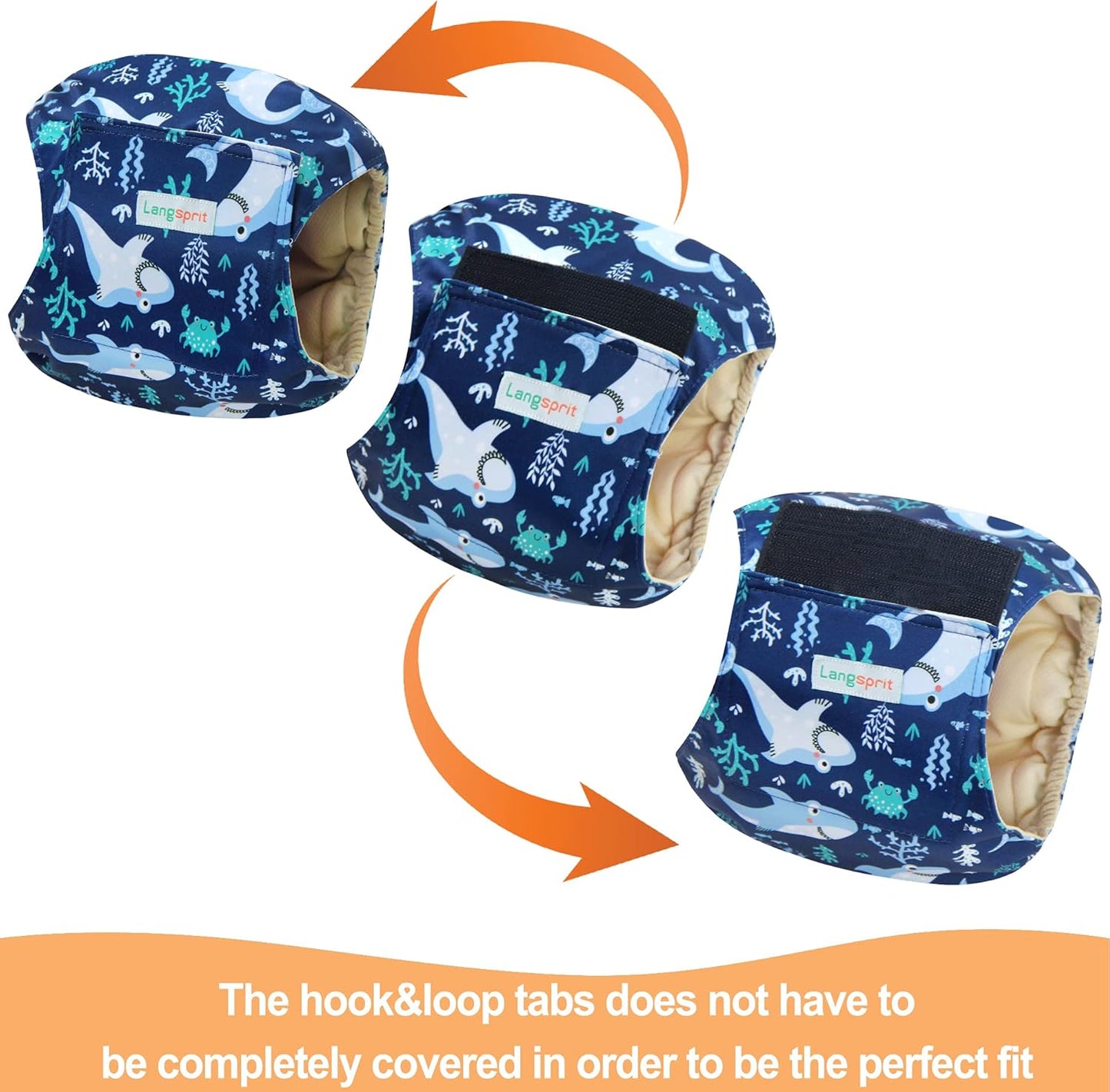 Langsprit Male Belly Bands for Dogs (Pack of 3) - Dog Diapers Male - High Absorbing Dog Wraps Washable - Reusable Small Doggy Doggie Puppy Dog Diapers (Sloth,Whale,Dinosaur, Small)