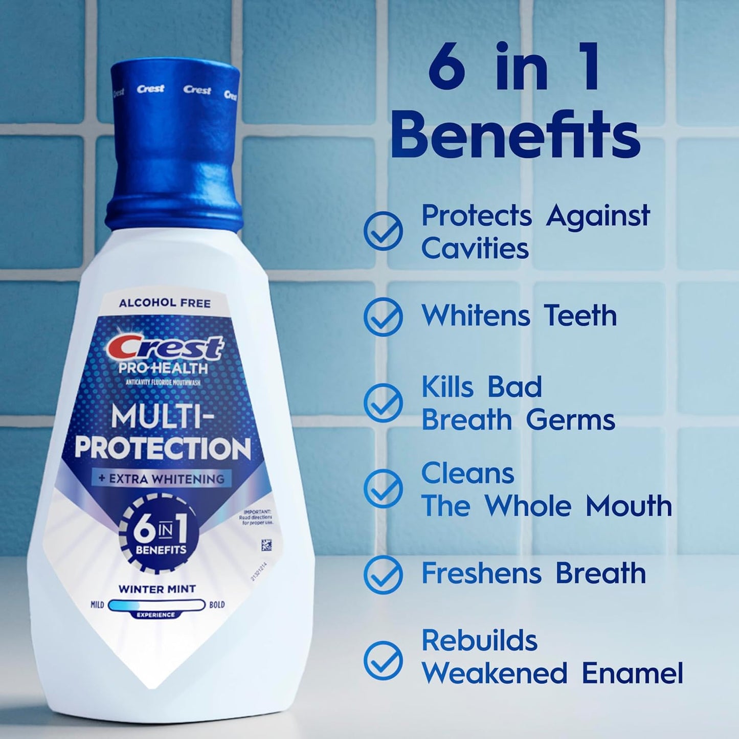Crest Pro-Health Advanced Mouthwash, Alcohol Free, Extra Whitening, Energizing Mint Flavor, 946 mL (32 fl oz)