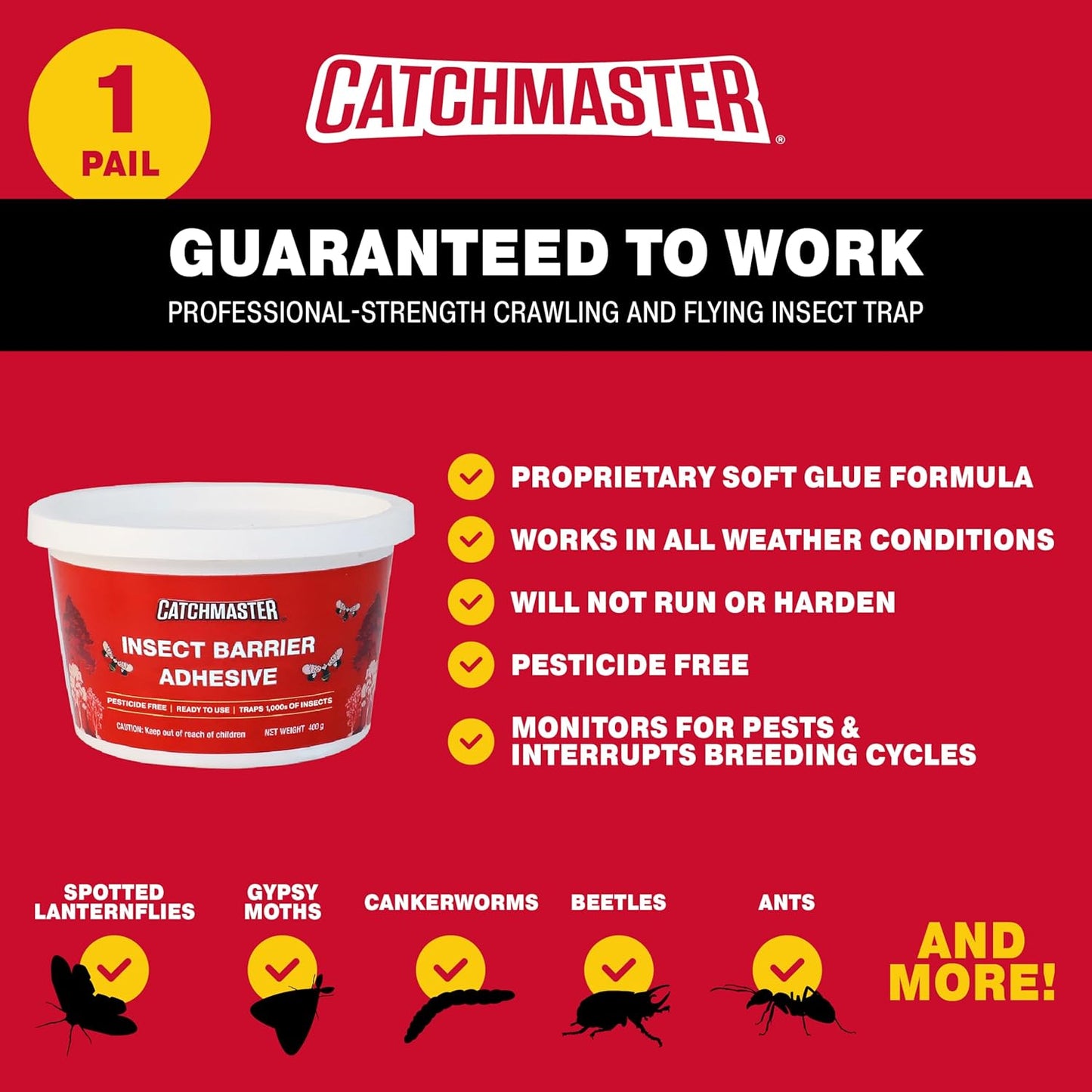 Catchmaster Tree Banding Insect Barrier DIY 15oz Pail, Lanternfly & Ant Traps, Outdoor Adhesive Crawling Insect Trap to Protect Trees, Fruit & Plants