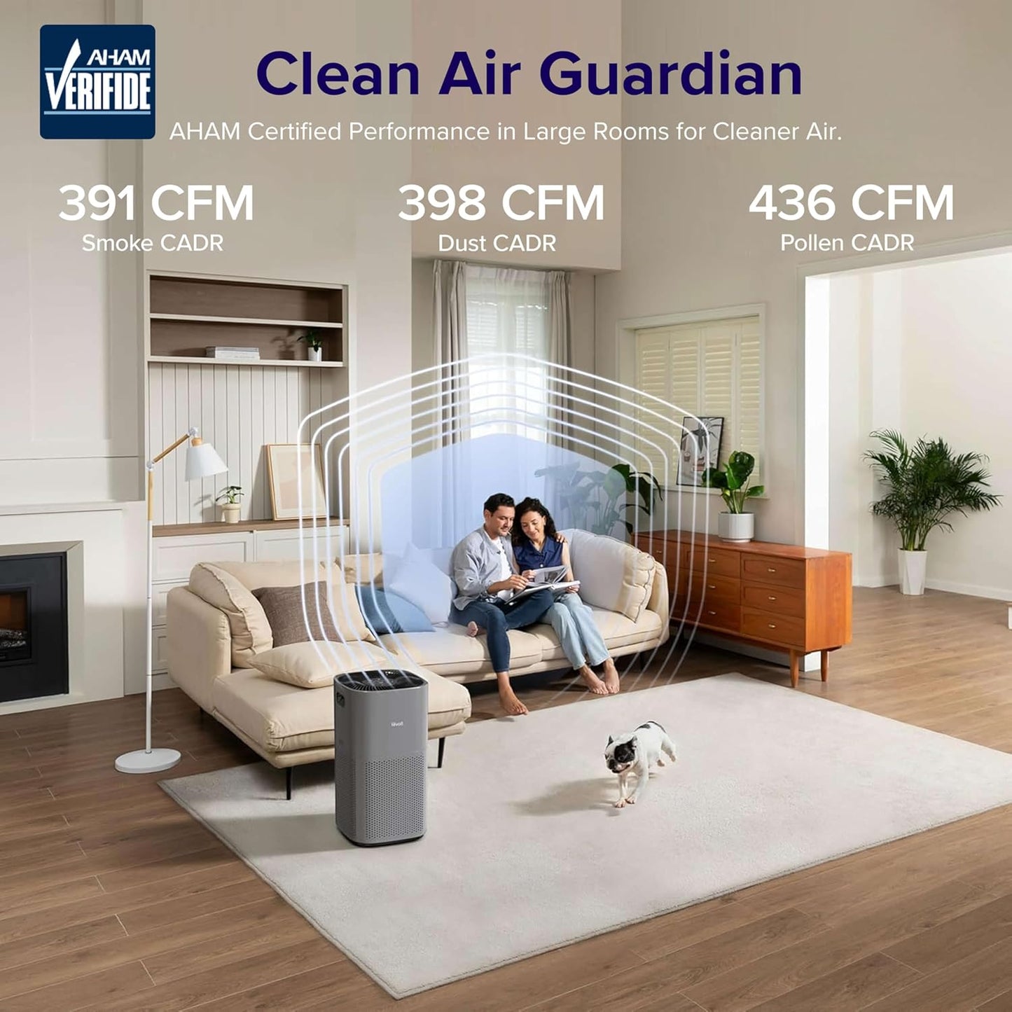 LEVOIT Air Purifiers for Home Large Room Up to 2933 Ft² With HEPA Sleep Mode, AHAM VERIFIDE, Smart WIFI, PM2.5 Monitor, 3-in-1 Filter For Smoke, Pet Allergies, Dust, Alexa Control, Core 600S-P, Grey