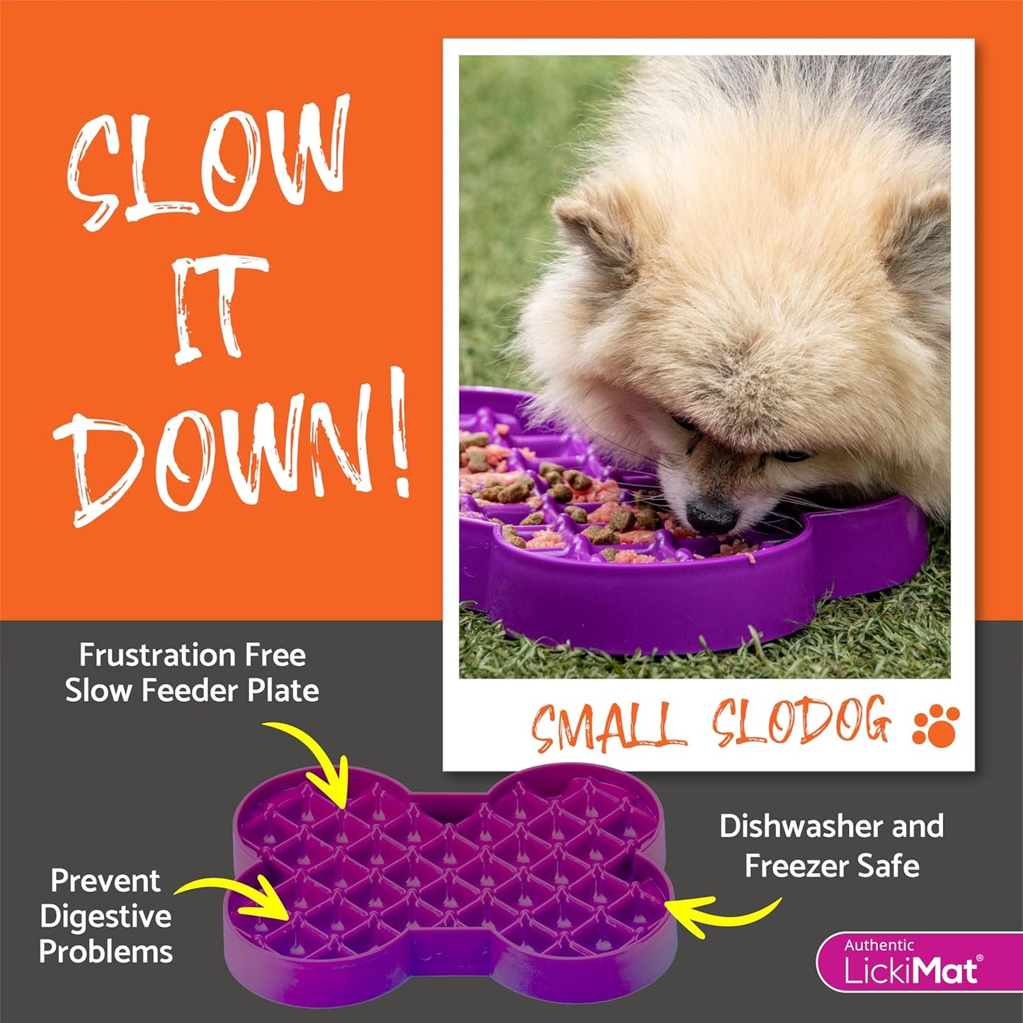 LickiMat Small Slodog Suitable for Wet Food, Raw Food, Kibble and Treats. Perfect Feeder for Small and Medium-Sized Dogs. No Gulp and No Frustration. (Pink)