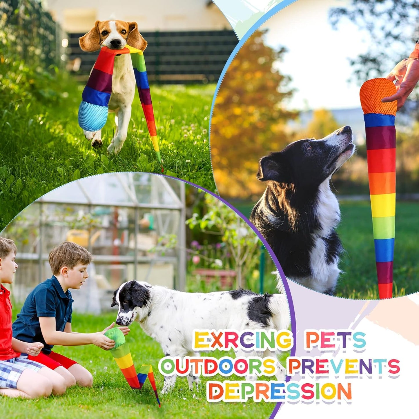 Leyndo 8 Pcs 26 Inch Throw and Catch Balls with Rainbow Tail, Fun Colorful Sports Comet Balls Playground Toys for School Classroom Beach Outdoor Camping Healthy and Fun Games (Multi Color)